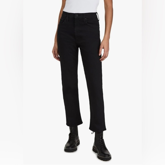 MOTHER Black Straight Leg Jeans High-Rise - Picture 1 of 9